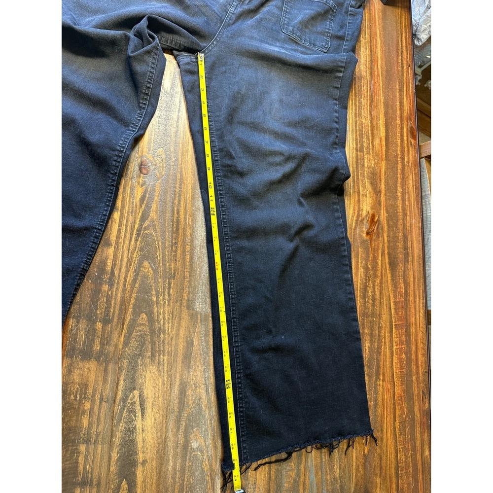 Wide‎ Leg Jeans Pants Faded Black Raw Hem Patch Pocket OAT New York Women's 18W - Picture 2 of 8